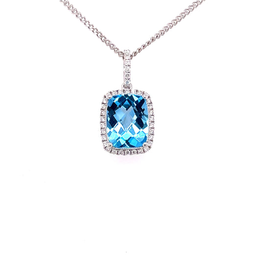 Topaz and Diamond, Halo Style Pendant  Gardiner Brothers   