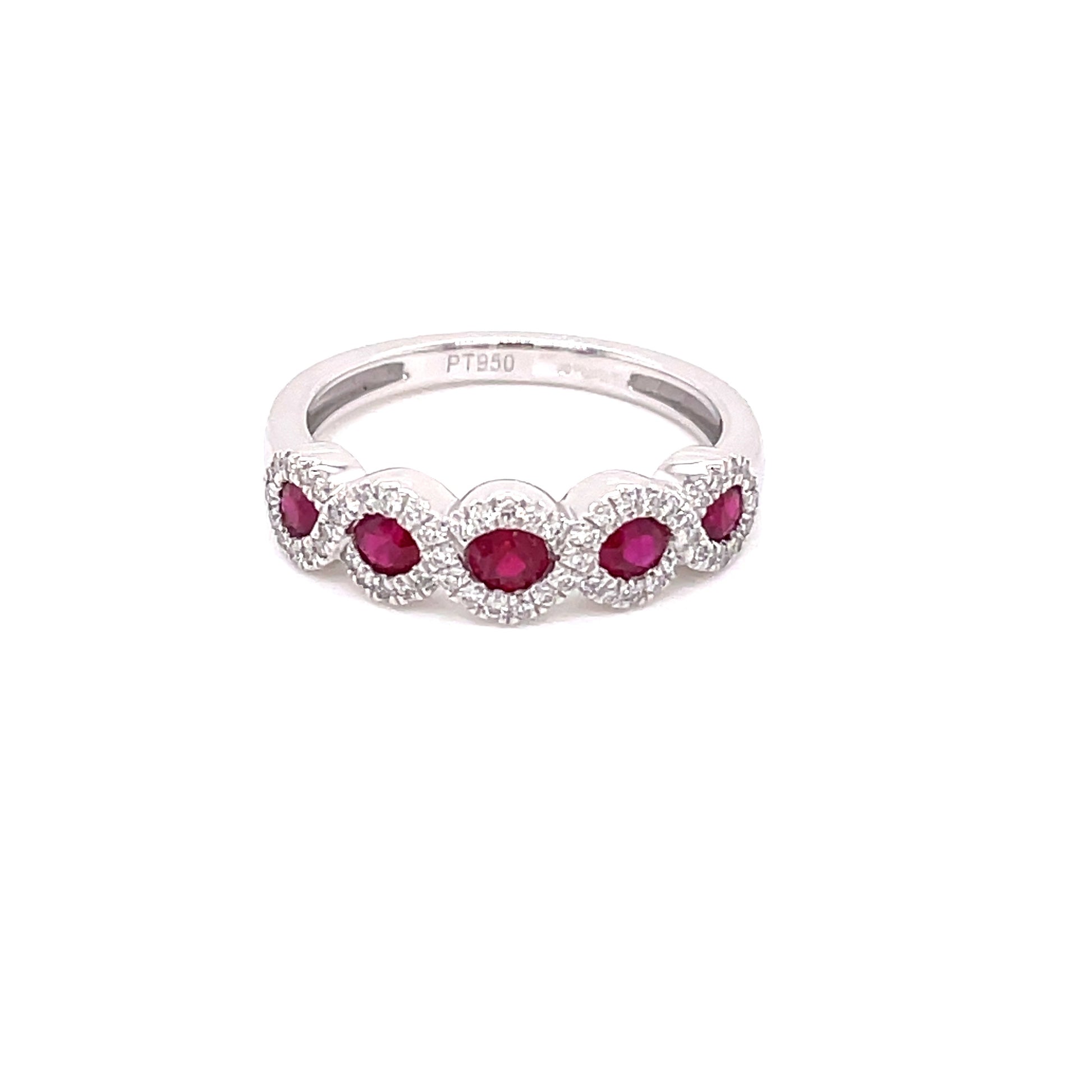 Ruby and Diamond Halo Style Dress Ring  Gardiner Brothers