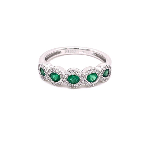 Emerald and Diamond Halo Style Dress Ring  Gardiner Brothers