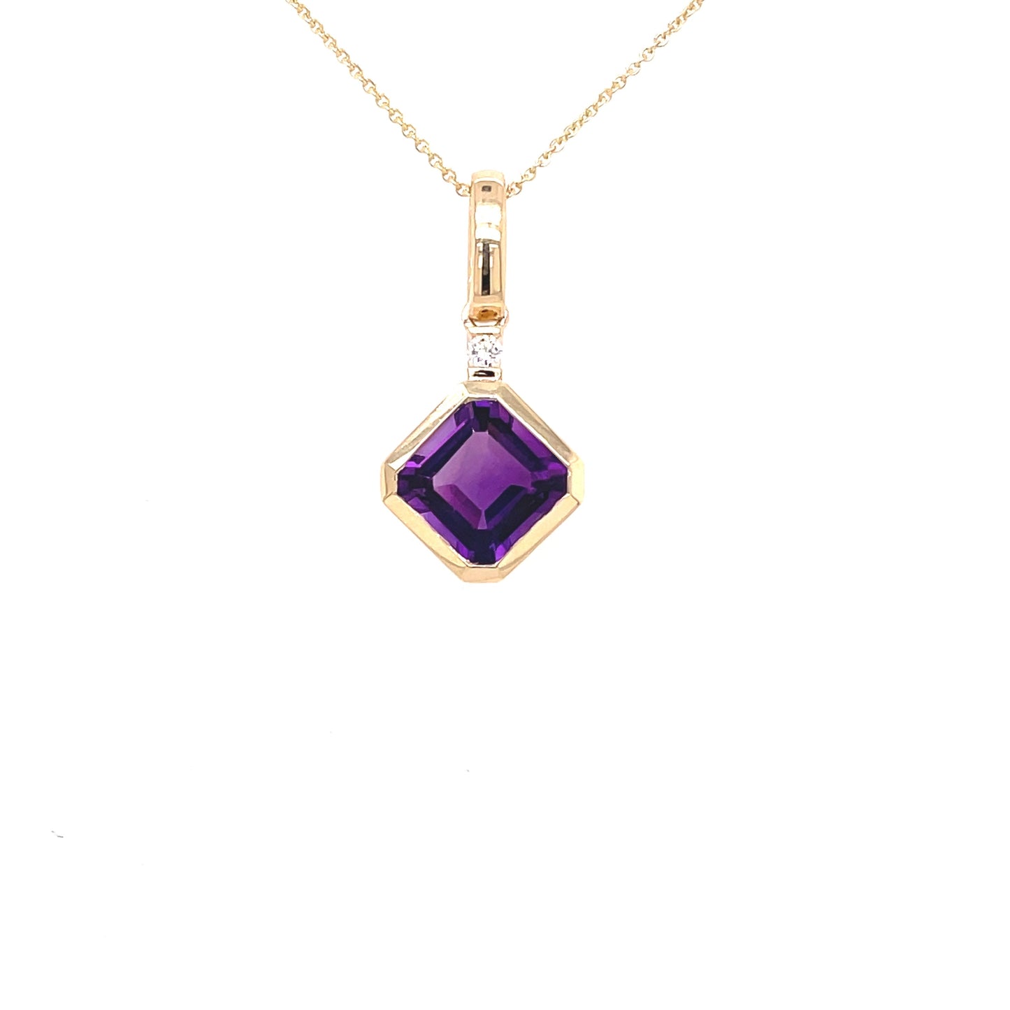 Amethyst and Round Brilliant Cut Diamond Pendant  Gardiner Brothers