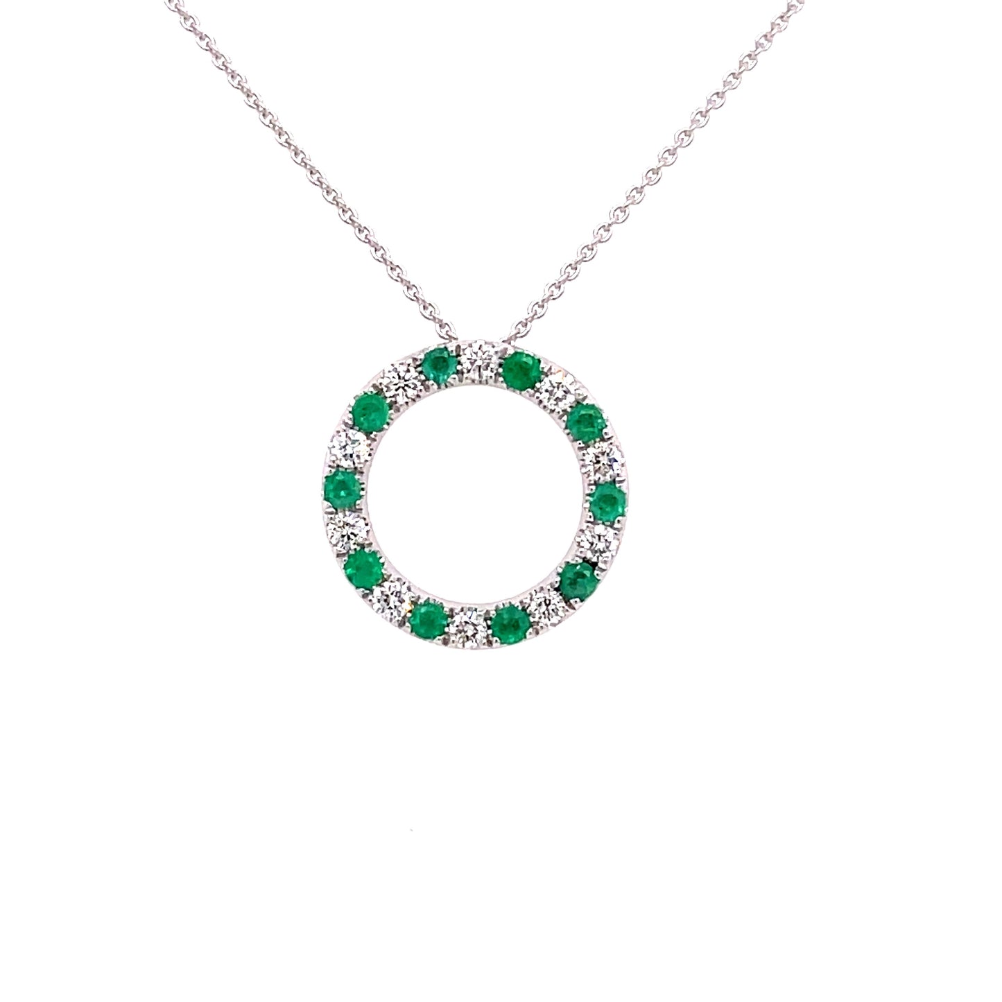 Emerald and Diamond Circle Pendant  Gardiner Brothers