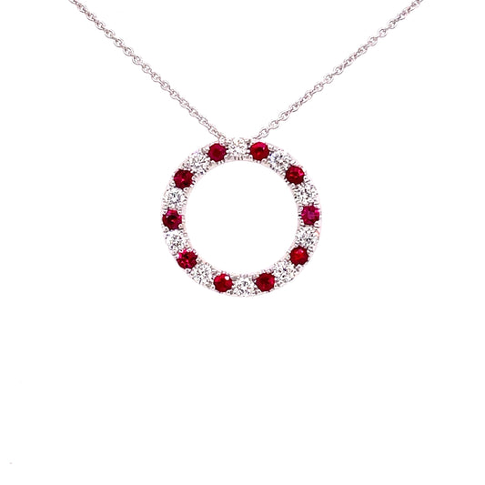 Ruby and Diamond Circle Pendant  Gardiner Brothers