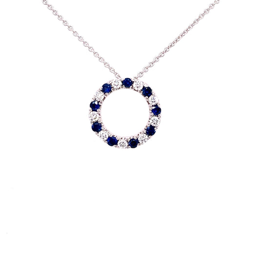 Sapphire and Diamond Circle Pendant  Gardiner Brothers