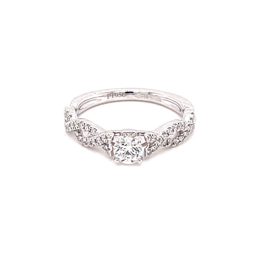 Round Brilliant Cut Diamond Ring With Twisted Diamond Set Shoulders - 0.55cts  Gardiner Brothers