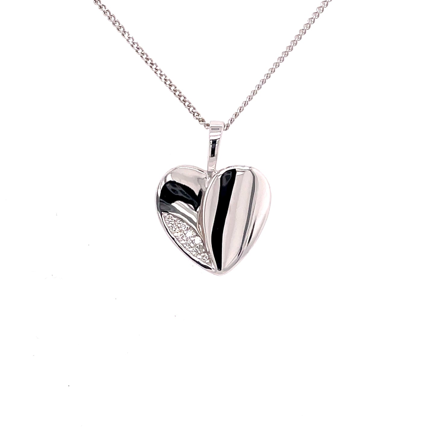 White Gold, Heart Shaped Diamond Set Pendant  Gardiner Brothers   