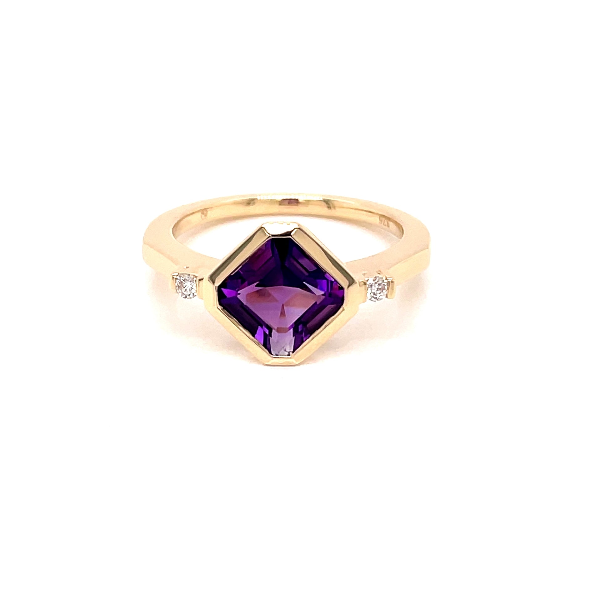 Amethyst and Round Brilliant Cut Diamond Ring  Gardiner Brothers