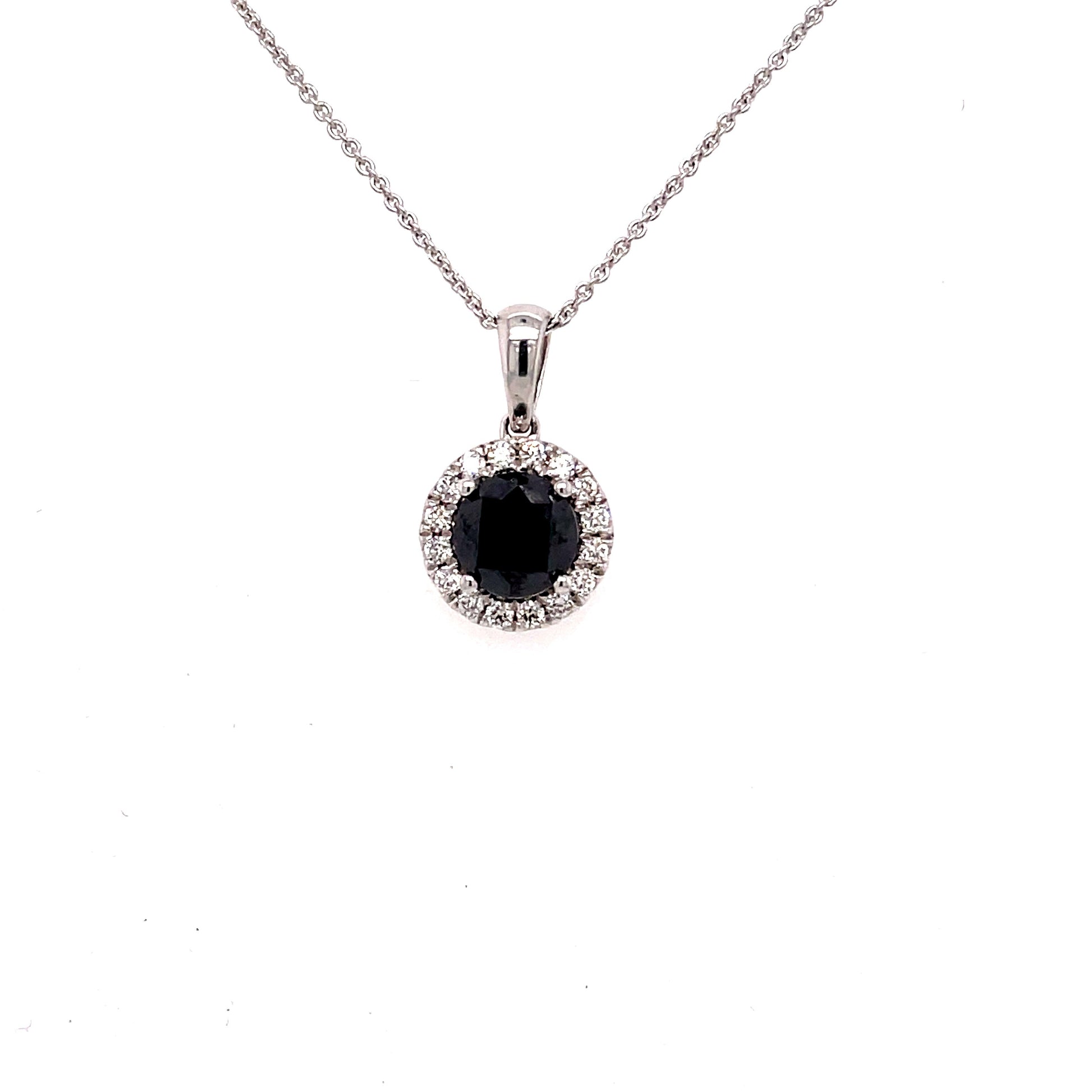 Black and White Diamond Halo Style Pendant  Gardiner Brothers