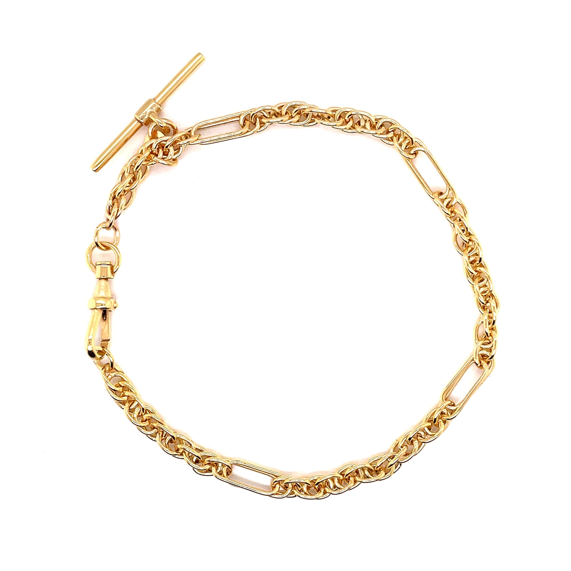 Yellow Gold Figaro style Albert Bracelet  Gardiner Brothers