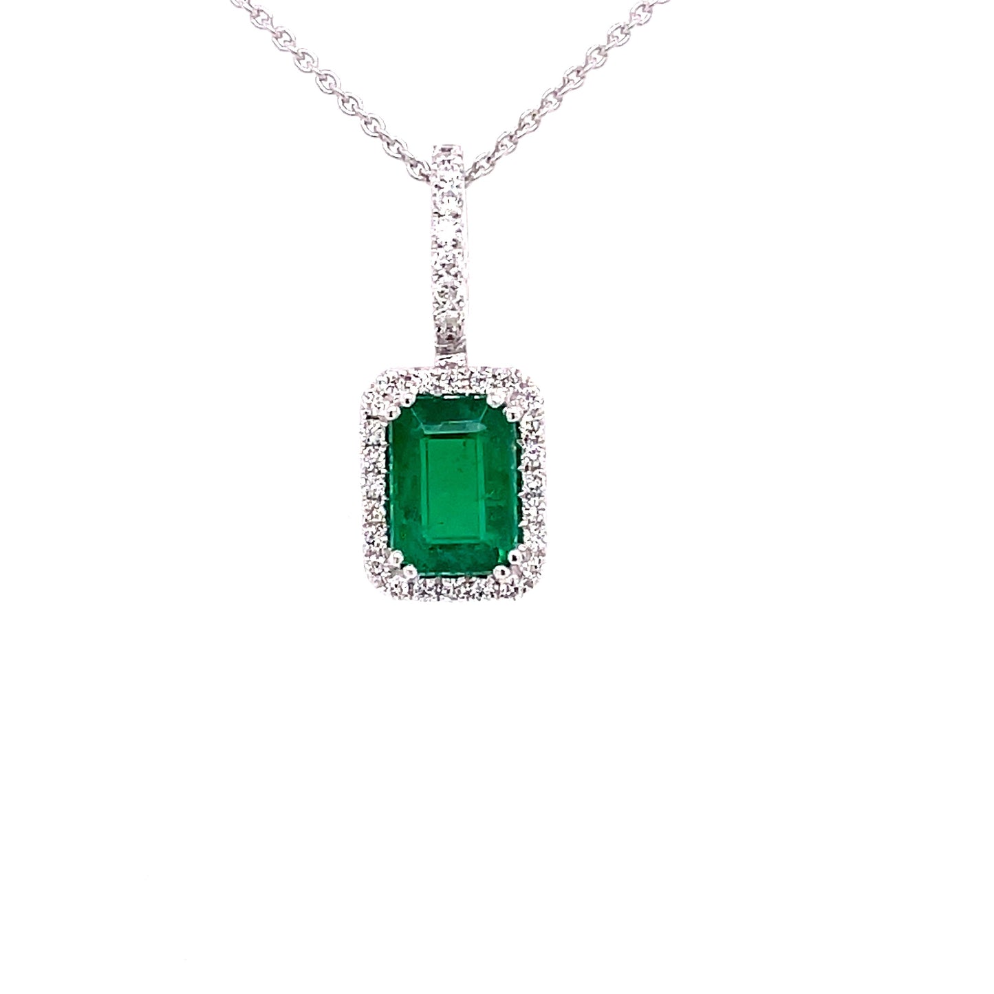 Emerald and Diamond Halo Style Pendant  gardiner-brothers