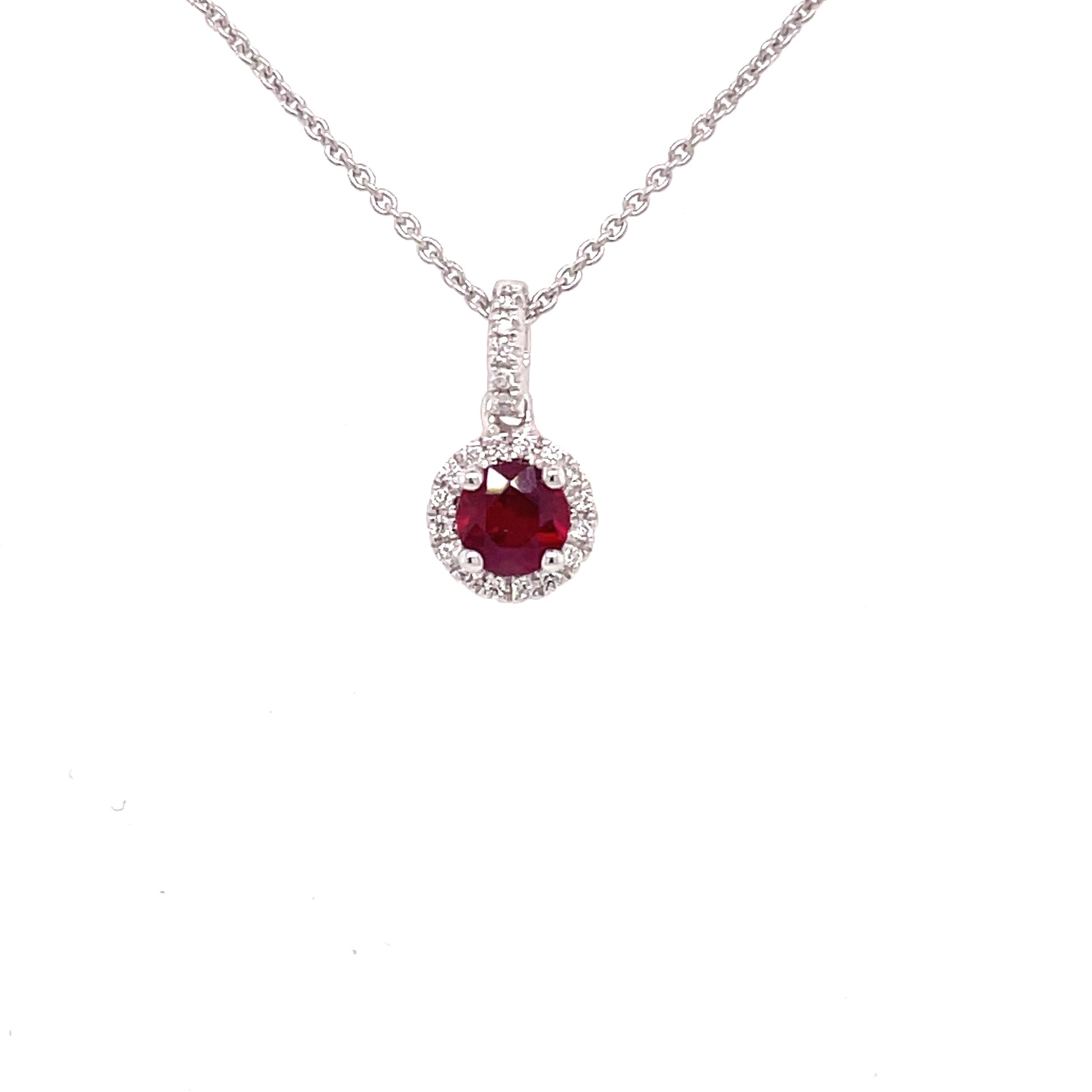 Ruby and Diamond Halo Style Pendant  Gardiner Brothers