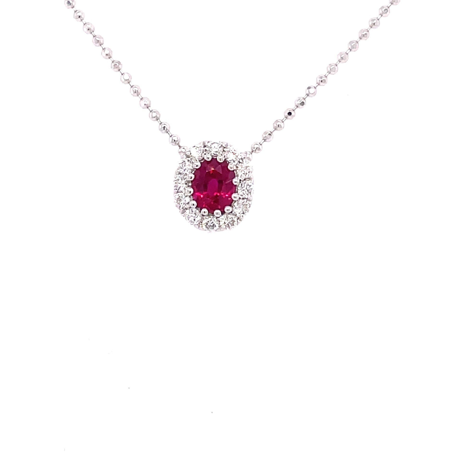 Ruby and Diamond Halo Style Pendant  Gardiner Brothers