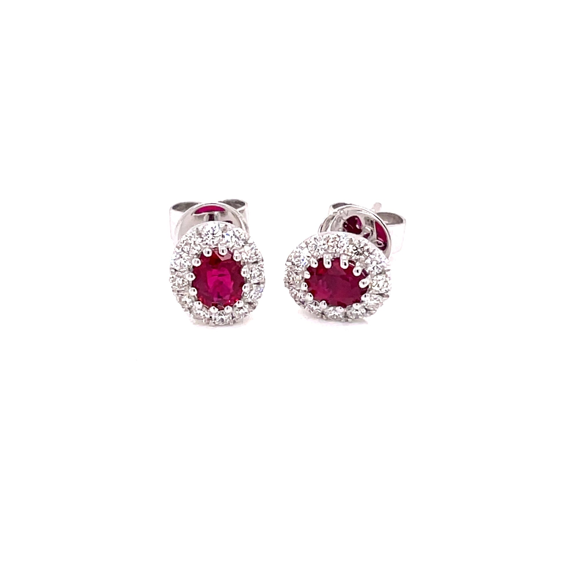 Ruby and Diamond Halo Style Earrings  Gardiner Brothers