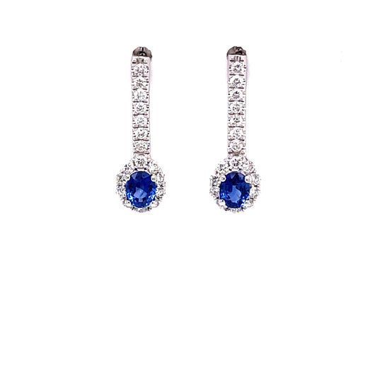 Sapphire and Daimond Drop Style Earrings  Gardiner Brothers