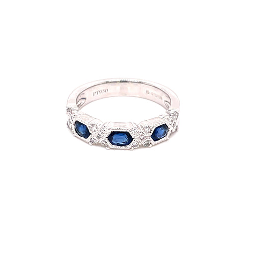 Sapphire and Diamond Vintage Style Eternity Ring  Gardiner Brothers