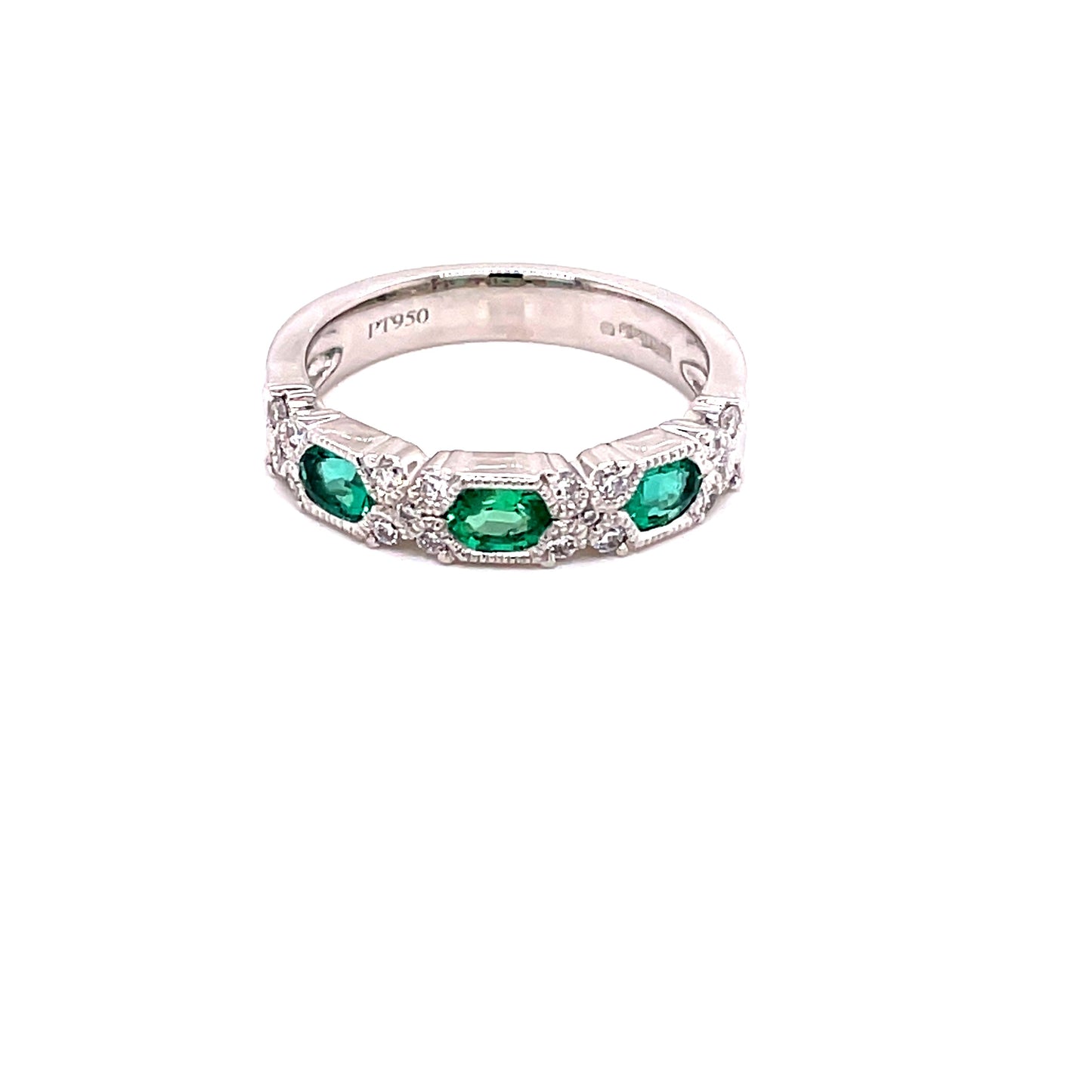 Emerald and Diamond Vintage Style Eternity Ring  Gardiner Brothers