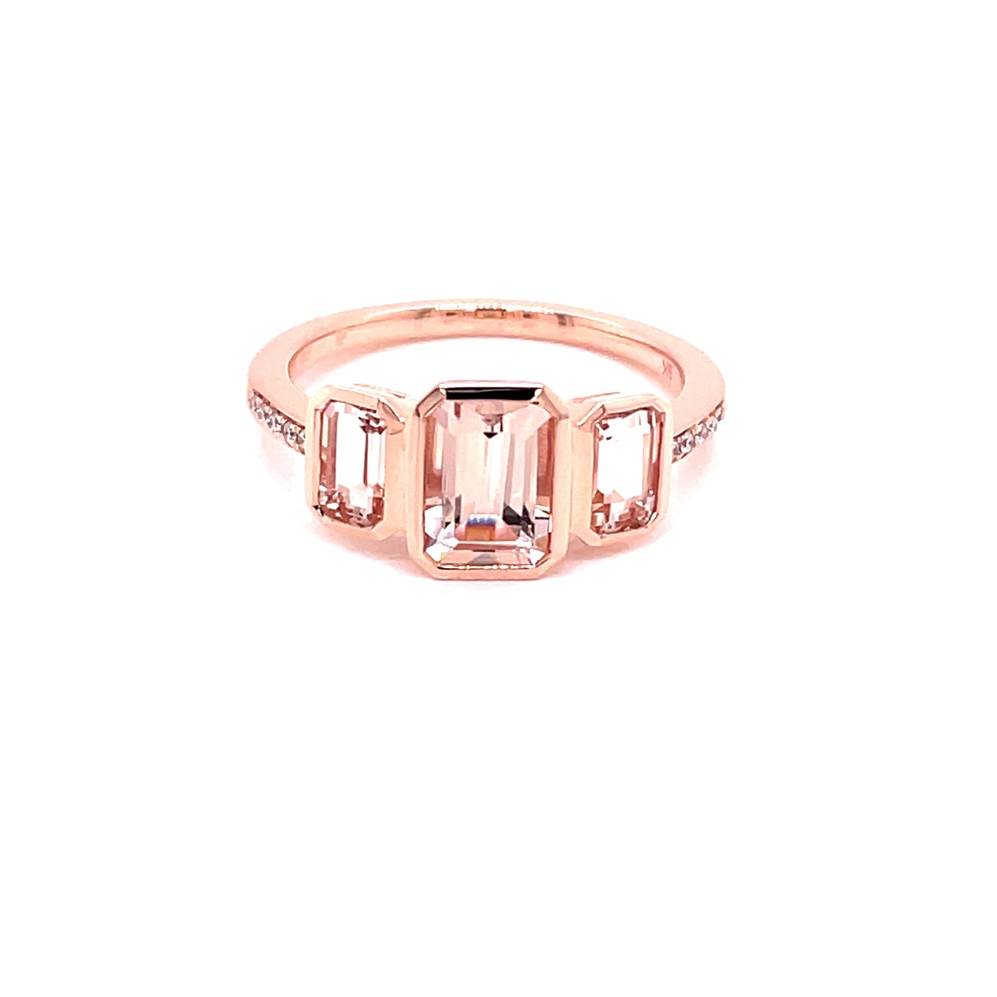 Morganite and Diamond 3 Stone Dress Ring  Gardiner Brothers