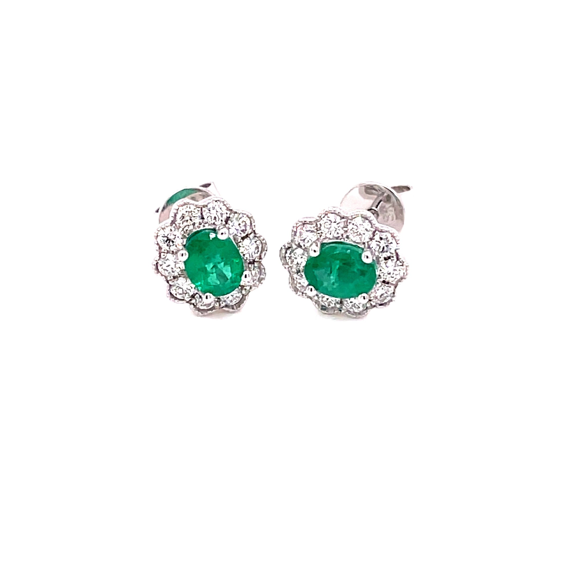 Emerald and Diamond Vintage Style Cluster Earrings  Gardiner Brothers