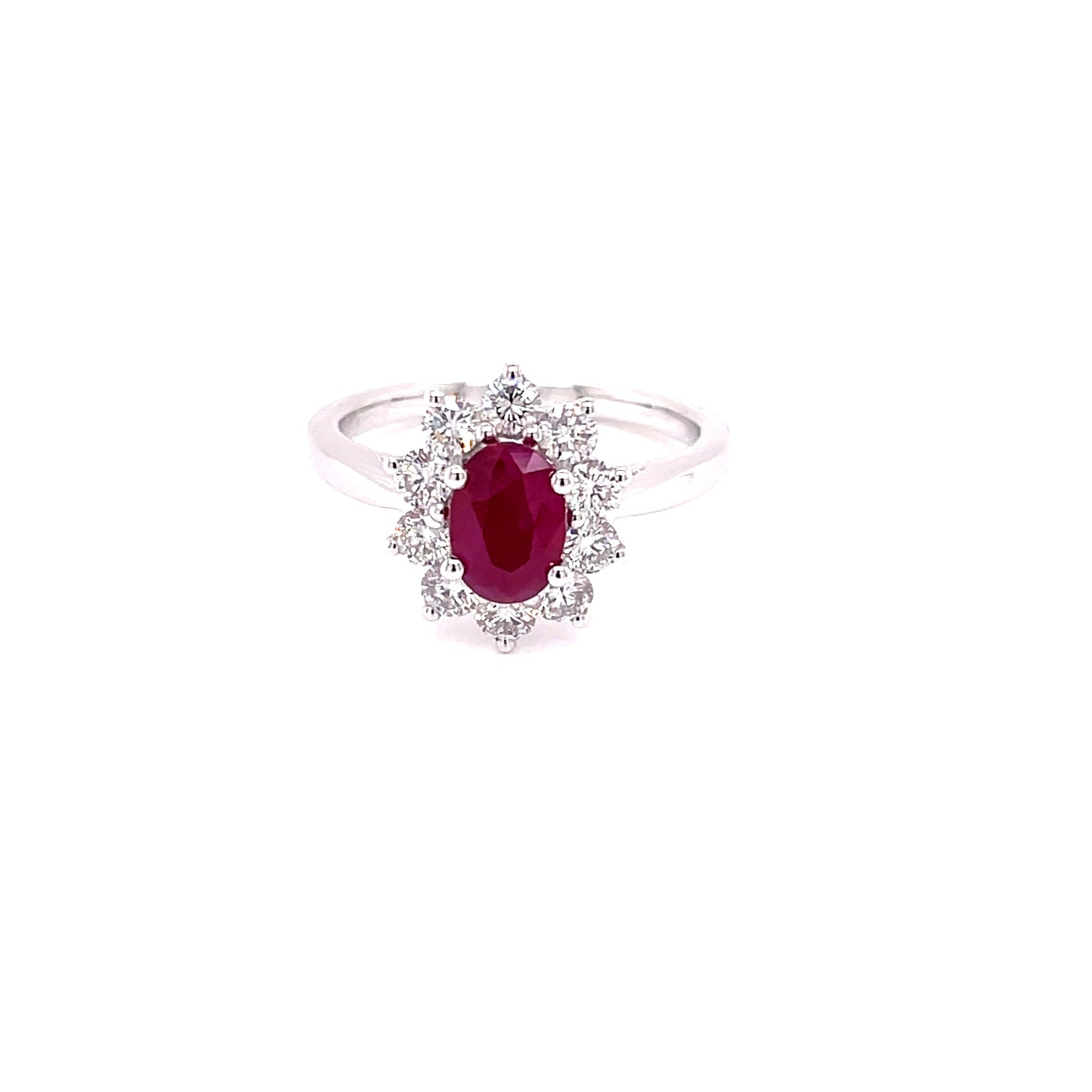 Ruby and Round Brilliant Cut Diamond Cluster Style Ring  Gardiner Brothers