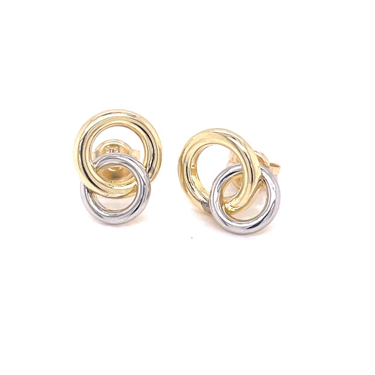 Yellow and White Gold Interlocking Circles Earrings  Gardiner Brothers