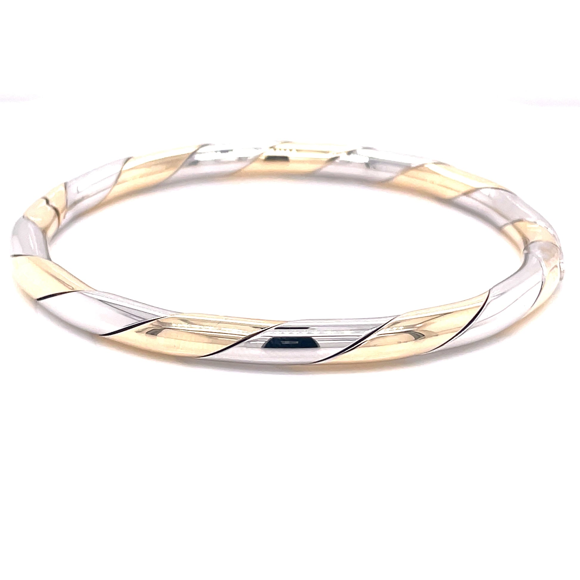 Yellow and White Gold Twisted Bangle  Gardiner Brothers