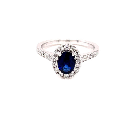 Sapphire and Diamond Oval Shaped Halo Ring  Gardiner Brothers