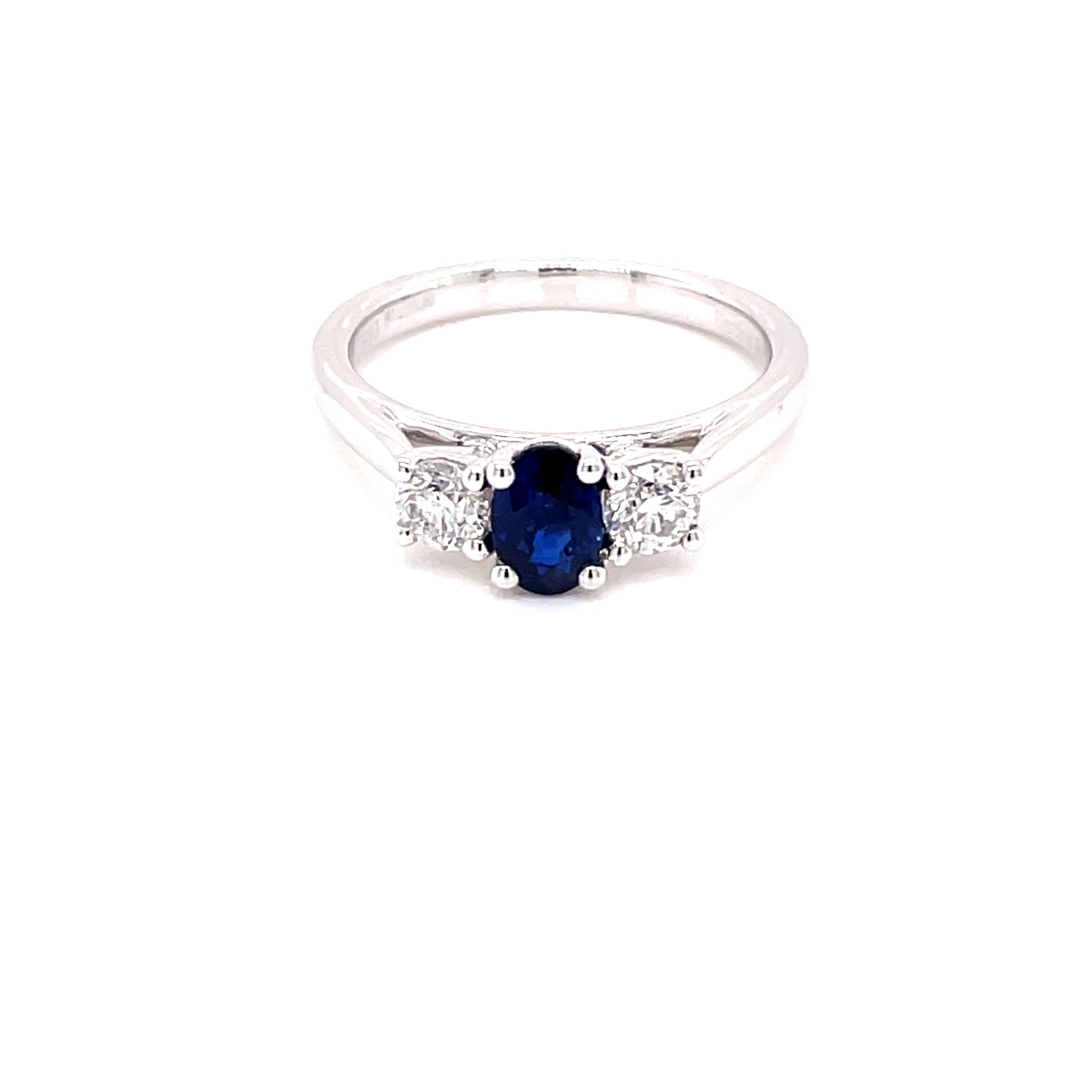 Sapphire and Round Brilliant Cut Diamond 3 Stone Ring  Gardiner Brothers