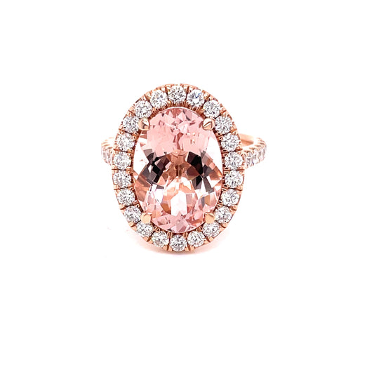 Morganite and Round Brilliant Cut Diamond Halo Style Ring  Gardiner Brothers