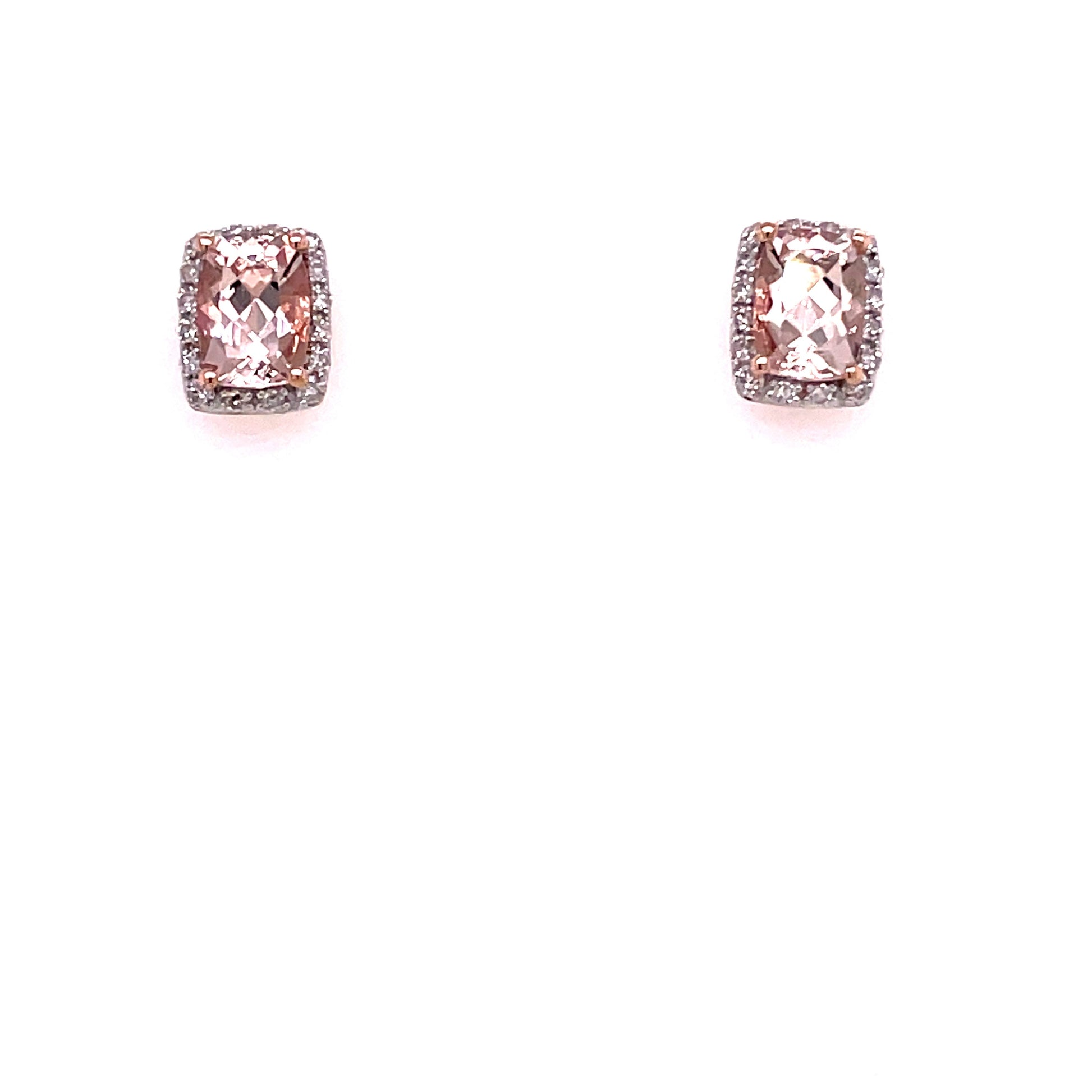 Morganite and Diamond Halo Style Earrings  Gardiner Brothers