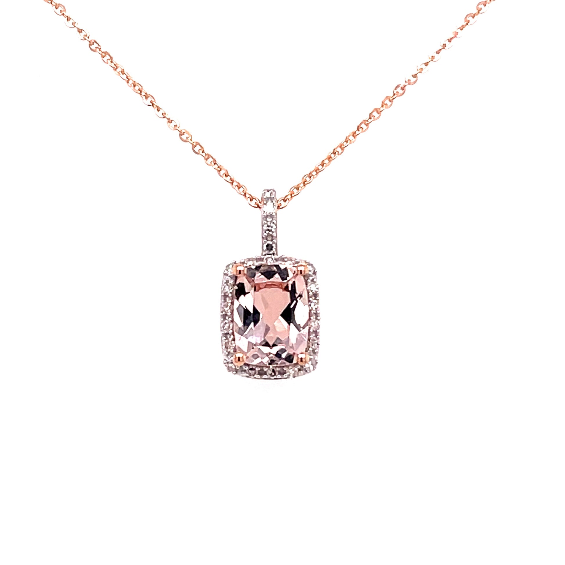 Morganite and Diamond Halo Style Pendant  Gardiner Brothers