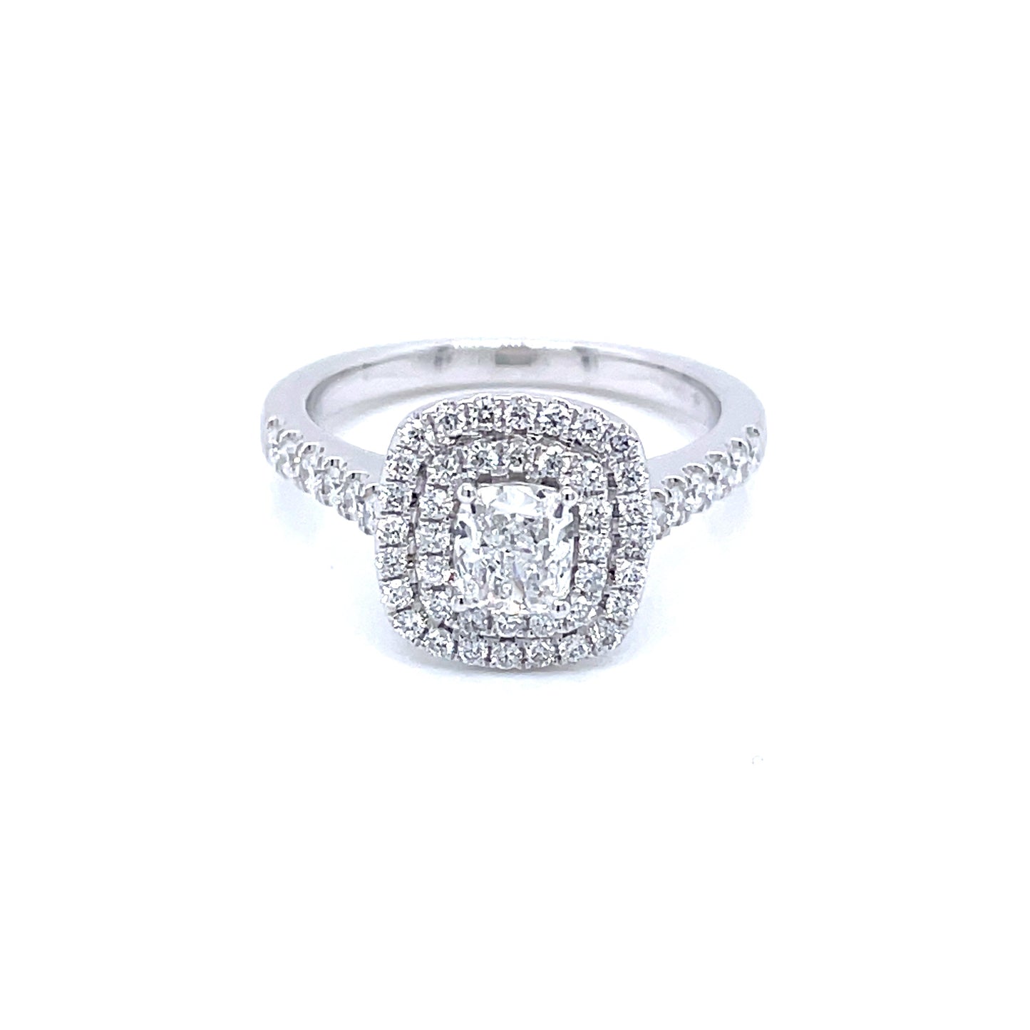 Cushion Shaped Double Halo Style Diamond Ring - 1.00cts  Gardiner Brothers