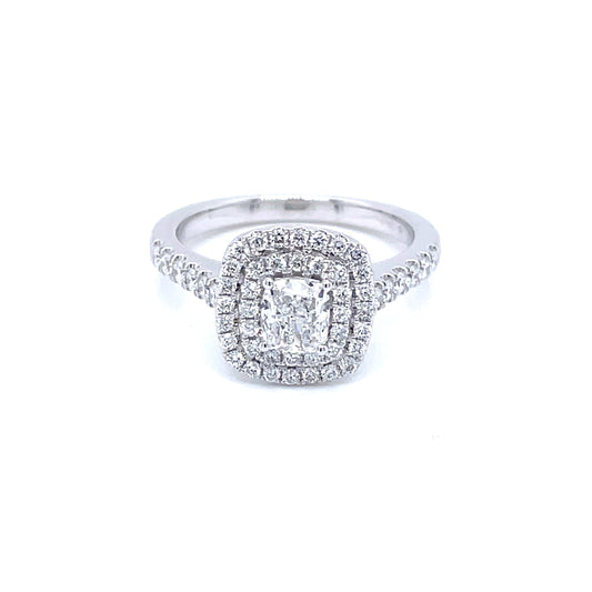 Cushion Shaped Double Halo Style Diamond Ring - 1.00cts  Gardiner Brothers