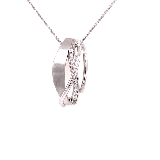 White Gold and Diamond Swirl Style Pendant  Gardiner Brothers