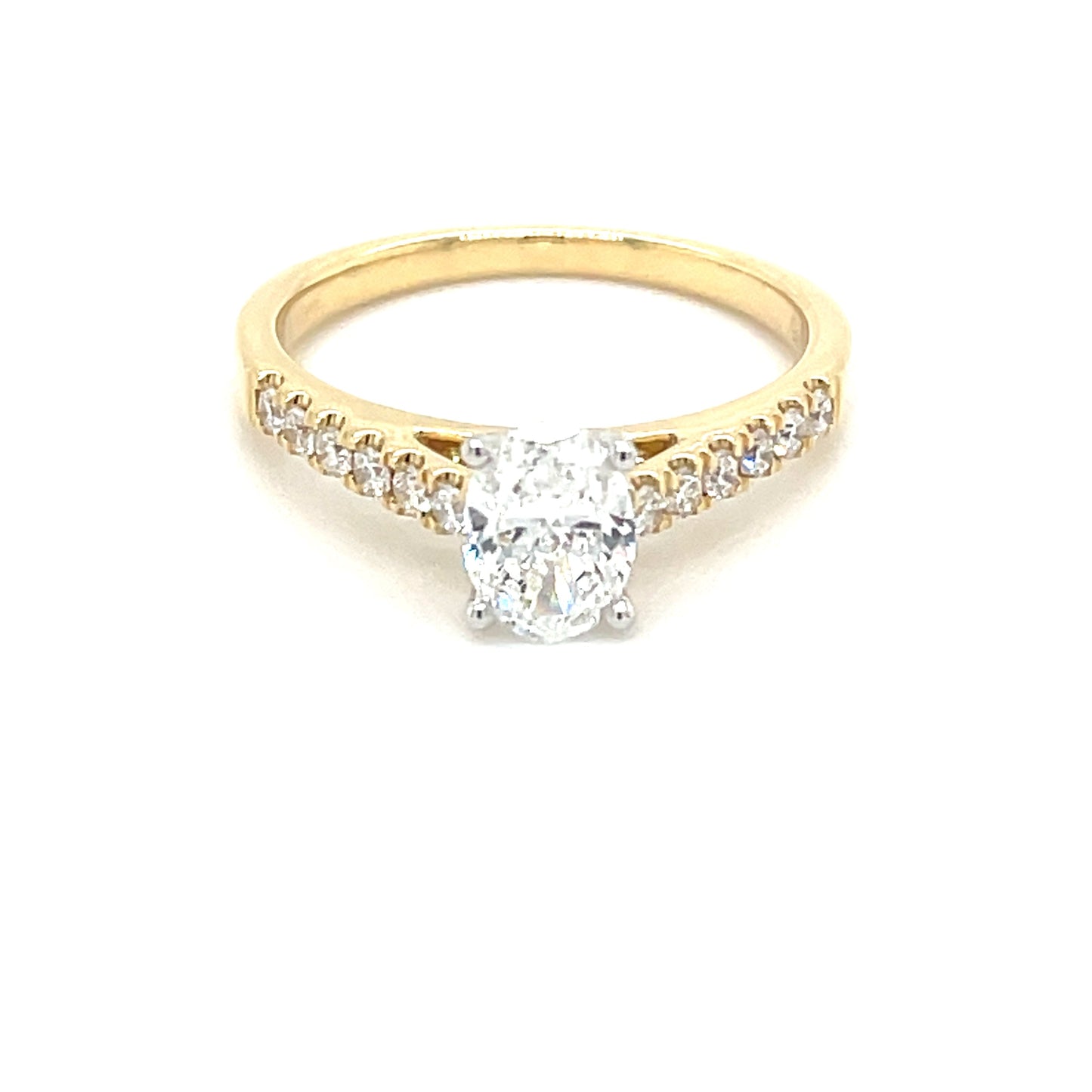 Oval Shaped Diamond Solitaire Ring With Diamond Set Shoulders - 0.93cts  Gardiner Brothers