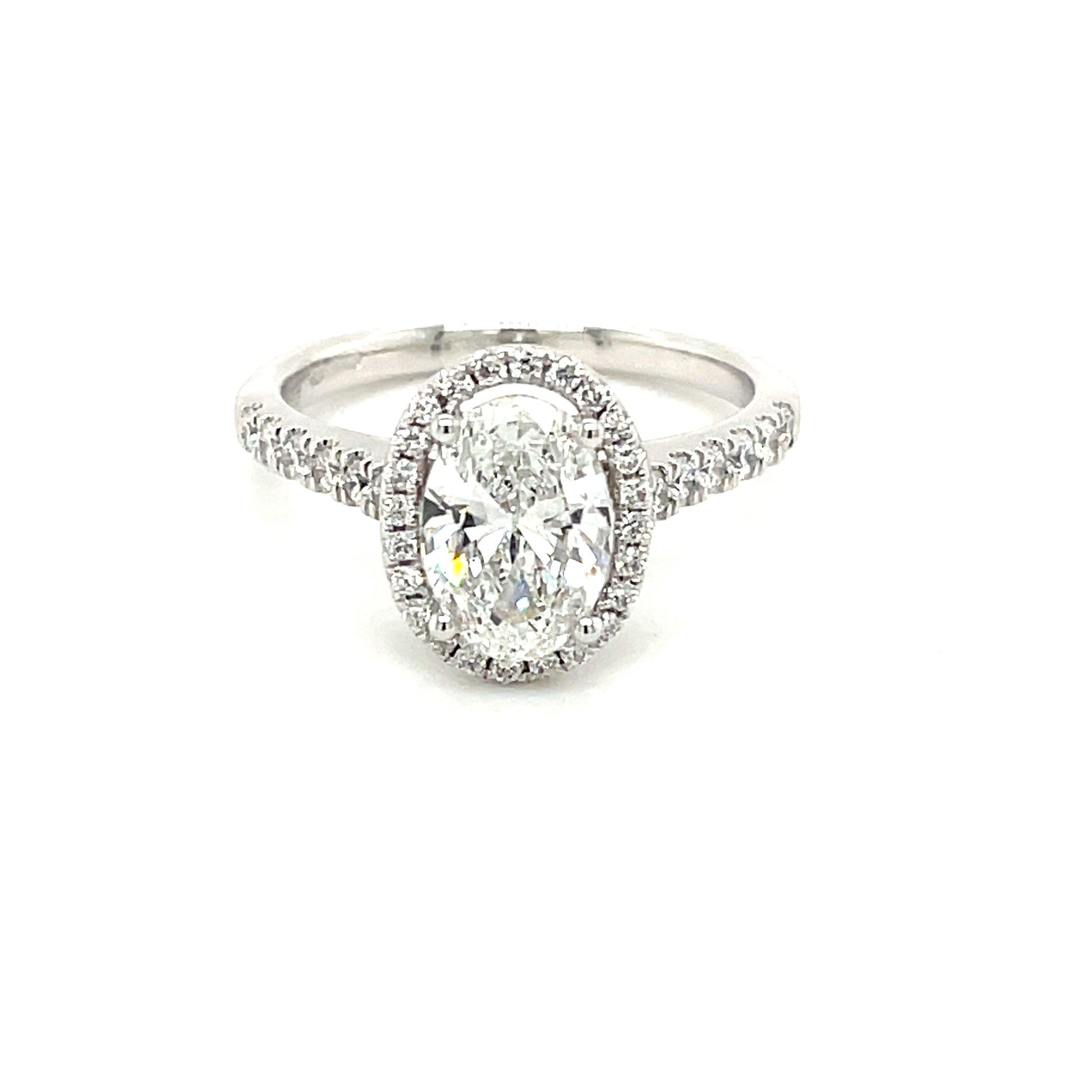 Lab Grown Oval Shaped Diamond Halo Style Ring - 1.56cts  Gardiner Brothers