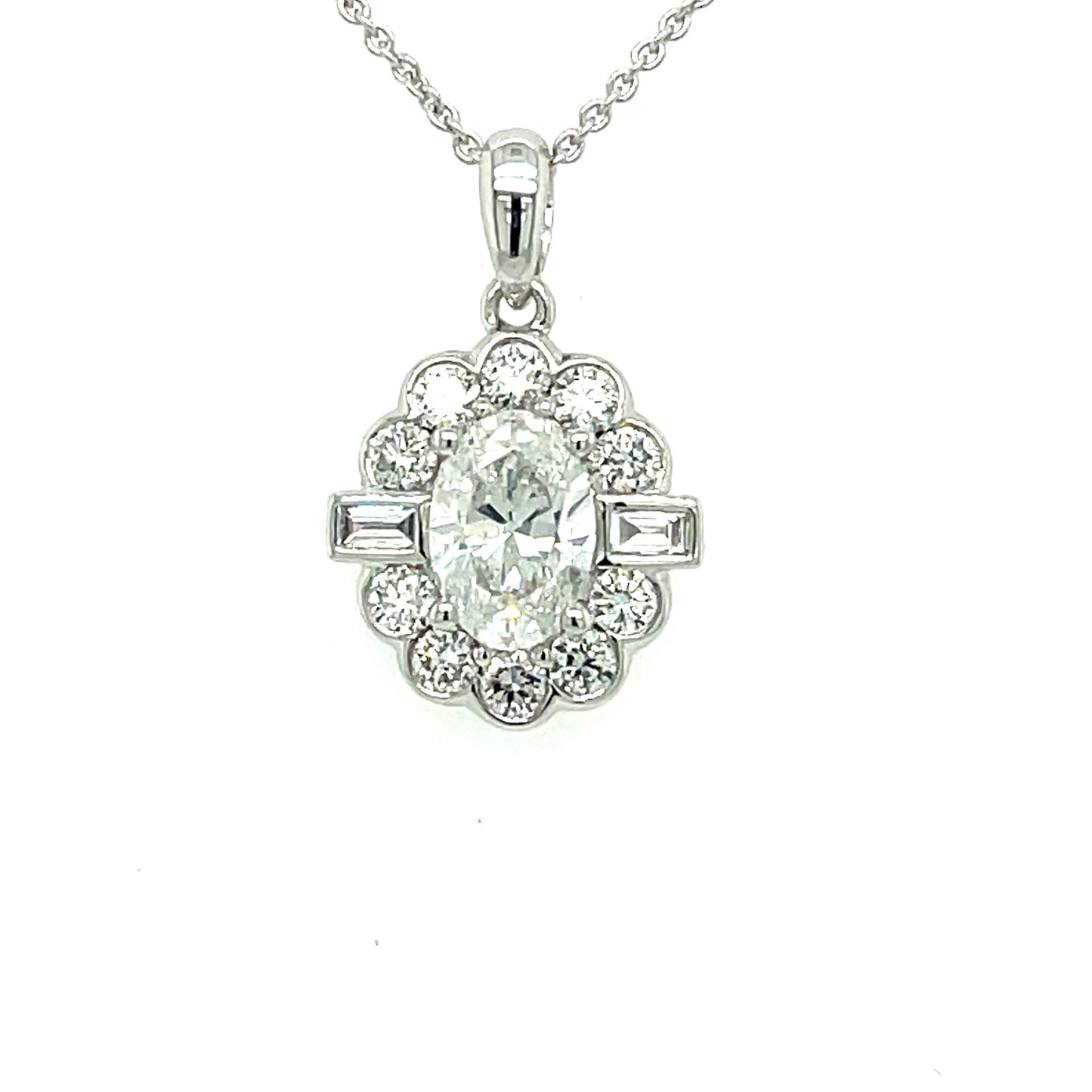 Oval Shaped Diamond Cluster Style Pendant - 1.12cts  Gardiner Brothers