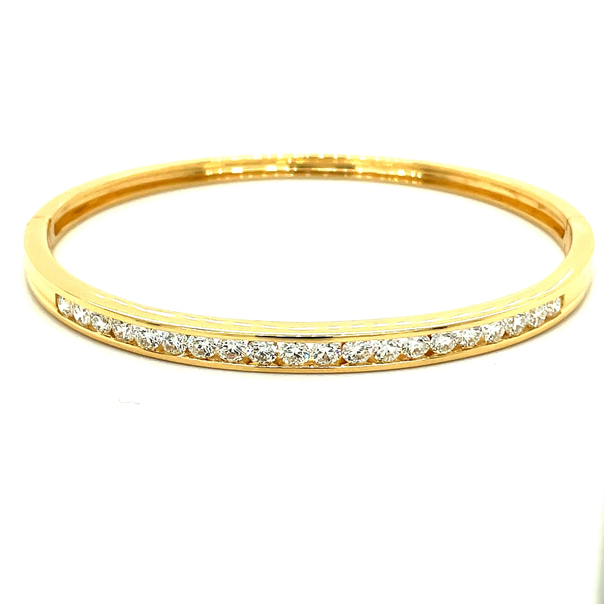 Yellow Gold Bangle, Set With Round Brilliant Cut Diamonds  Gardiner Brothers   