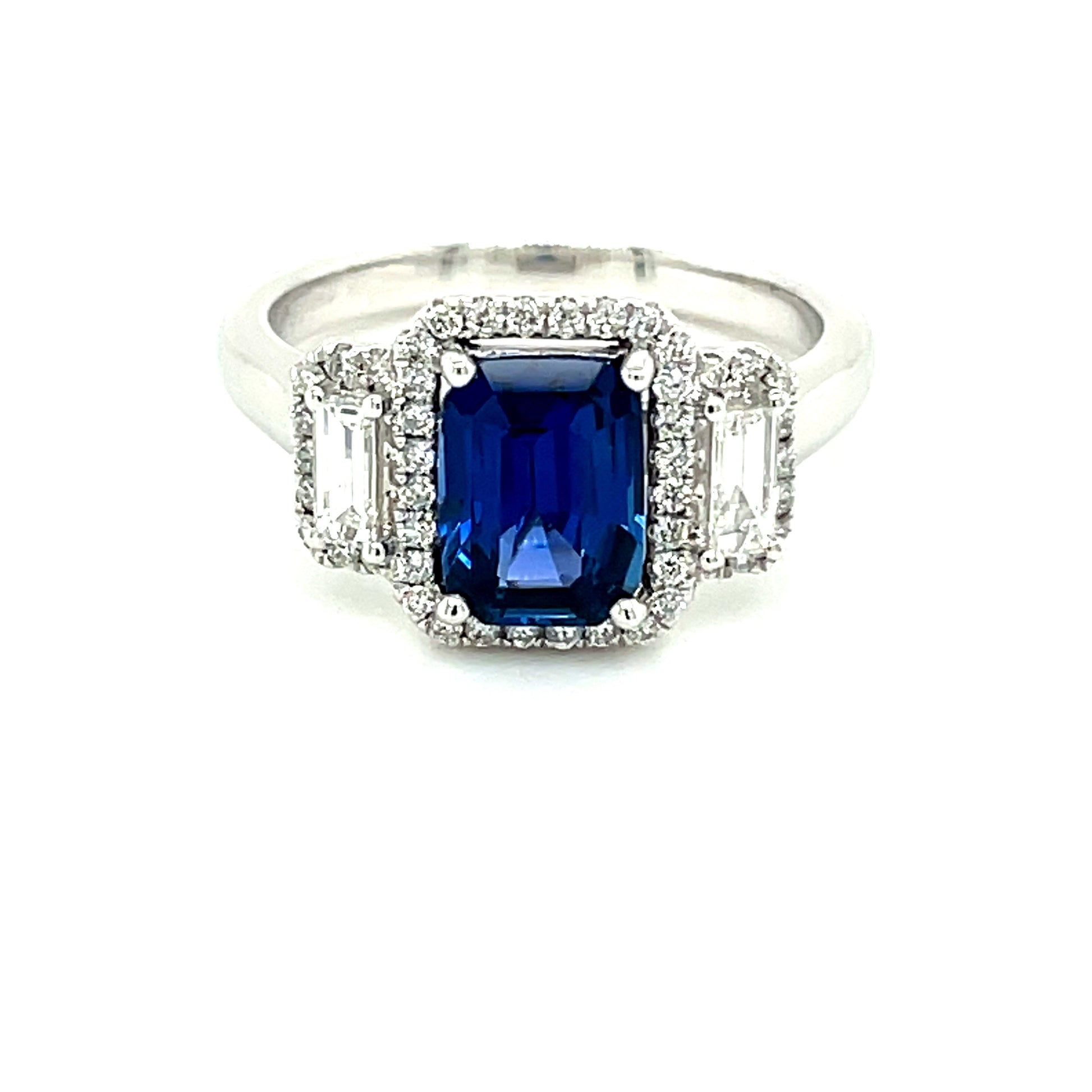 Sapphire and Diamond Fancy Halo Style Ring  Gardiner Brothers