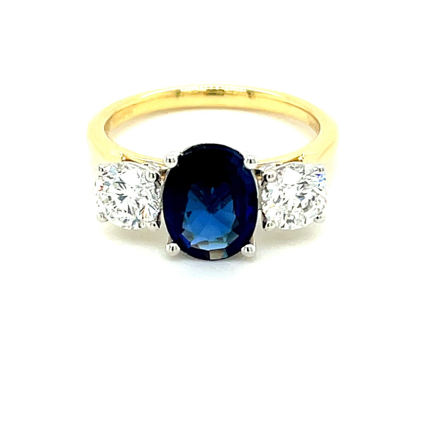 Sapphire and Round Brilliant Cut Diamond 3 Stone Ring  Gardiner Brothers