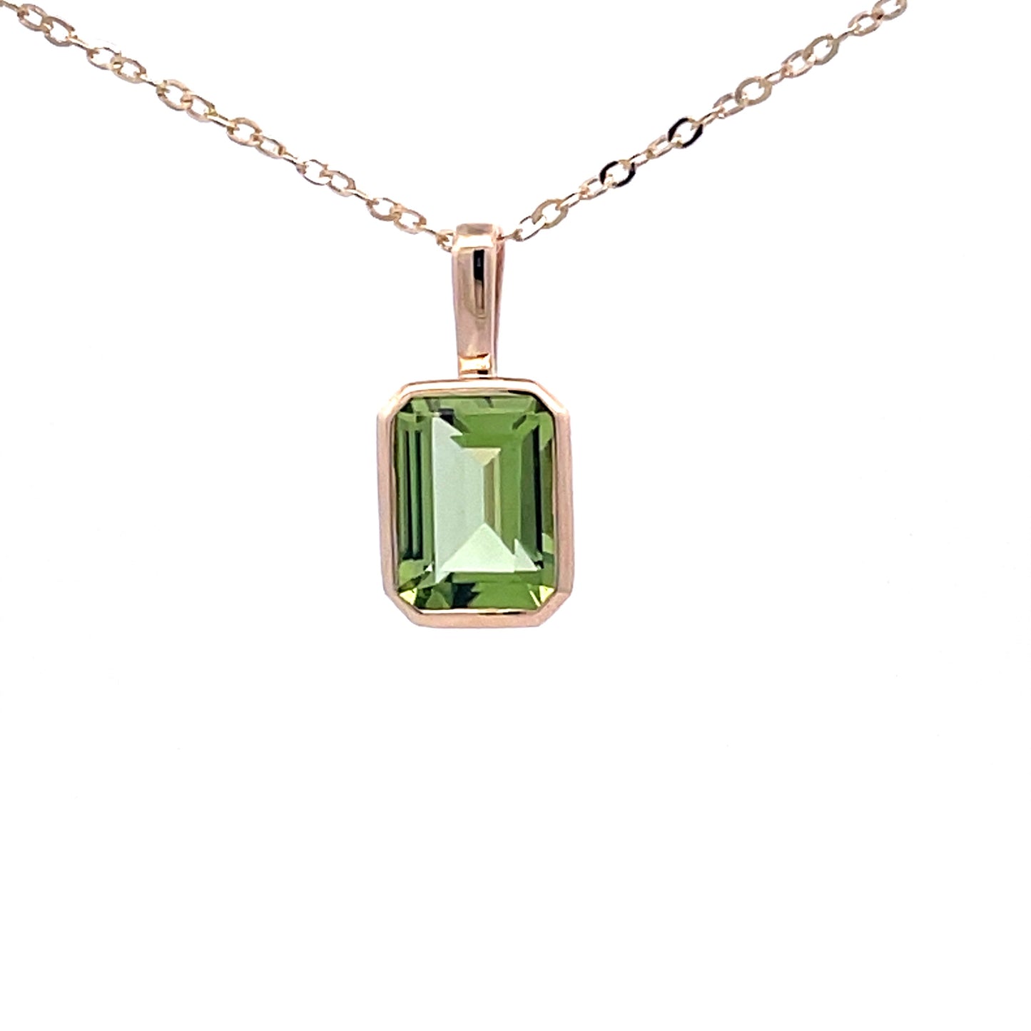 Yellow Gold Octagonal Peridot Pendant  Gardiner Brothers