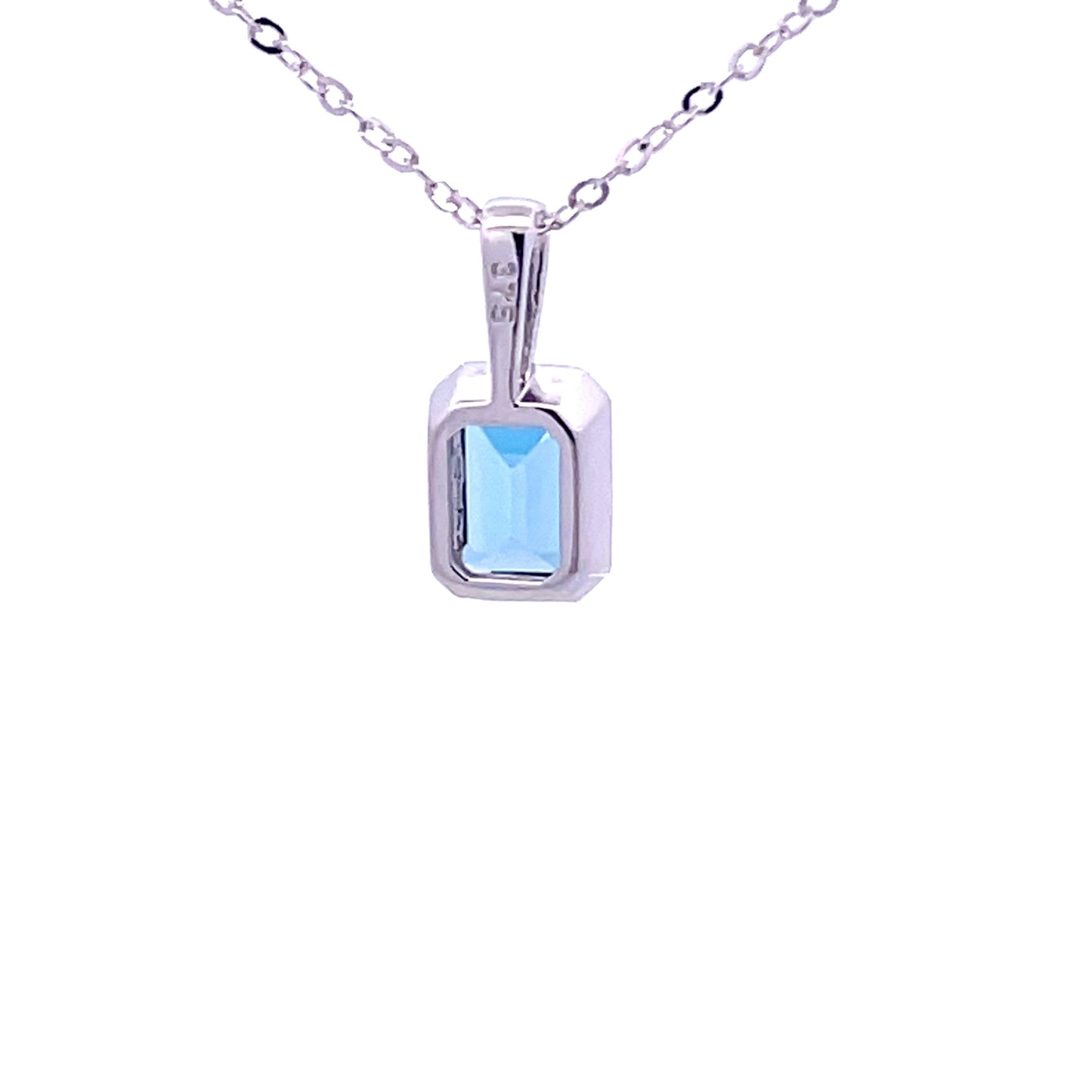 White Gold Octagonal London Blue Topaz Pendant Necklace  Gardiner Brothers