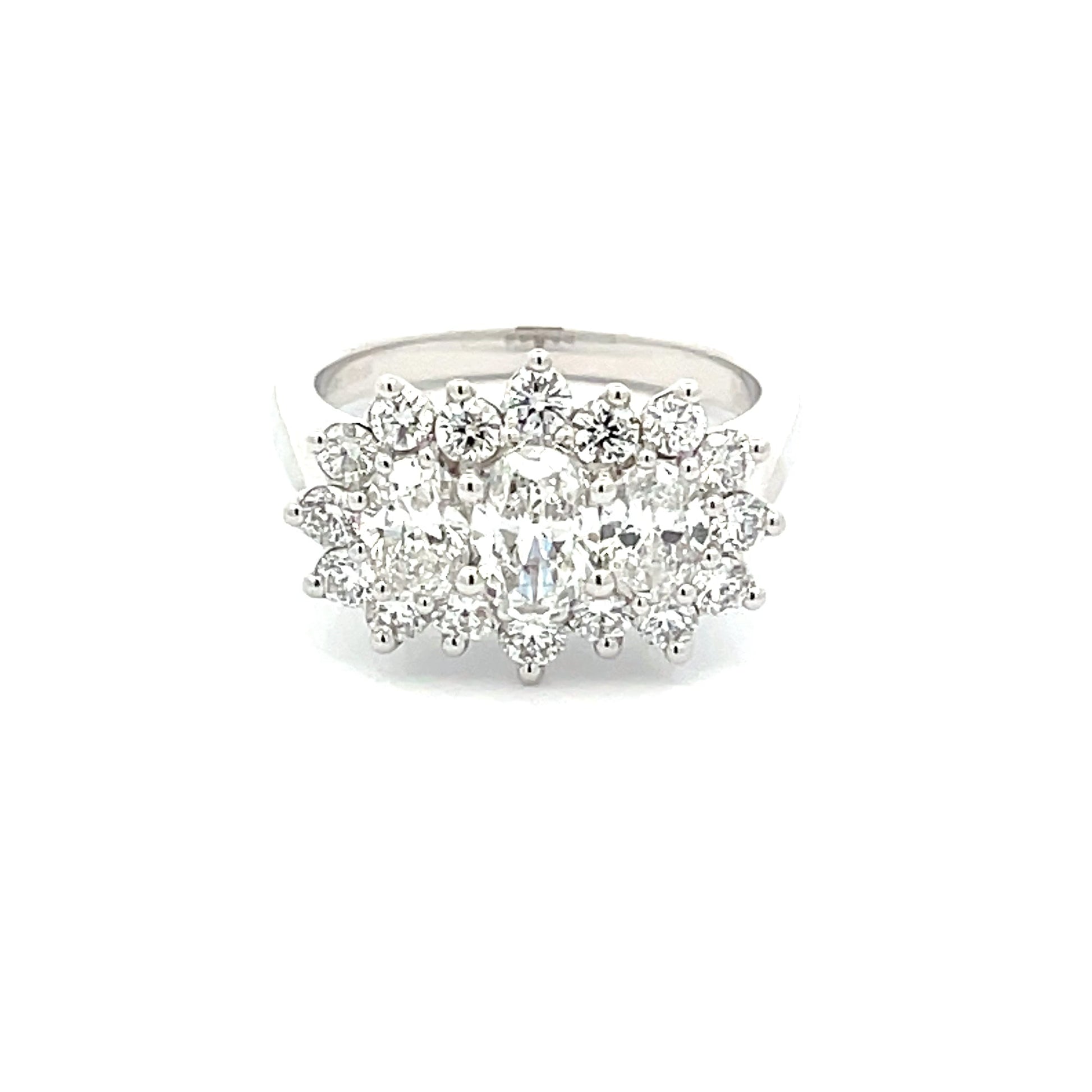 3 Oval Shaped Diamond Cluster Style Ring - 1.82cts  Gardiner Brothers