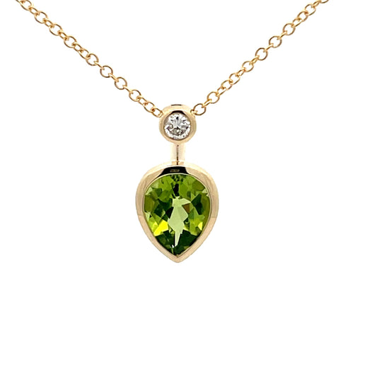 Yellow Gold Diamond & Peridot Necklace  Gardiner Brothers