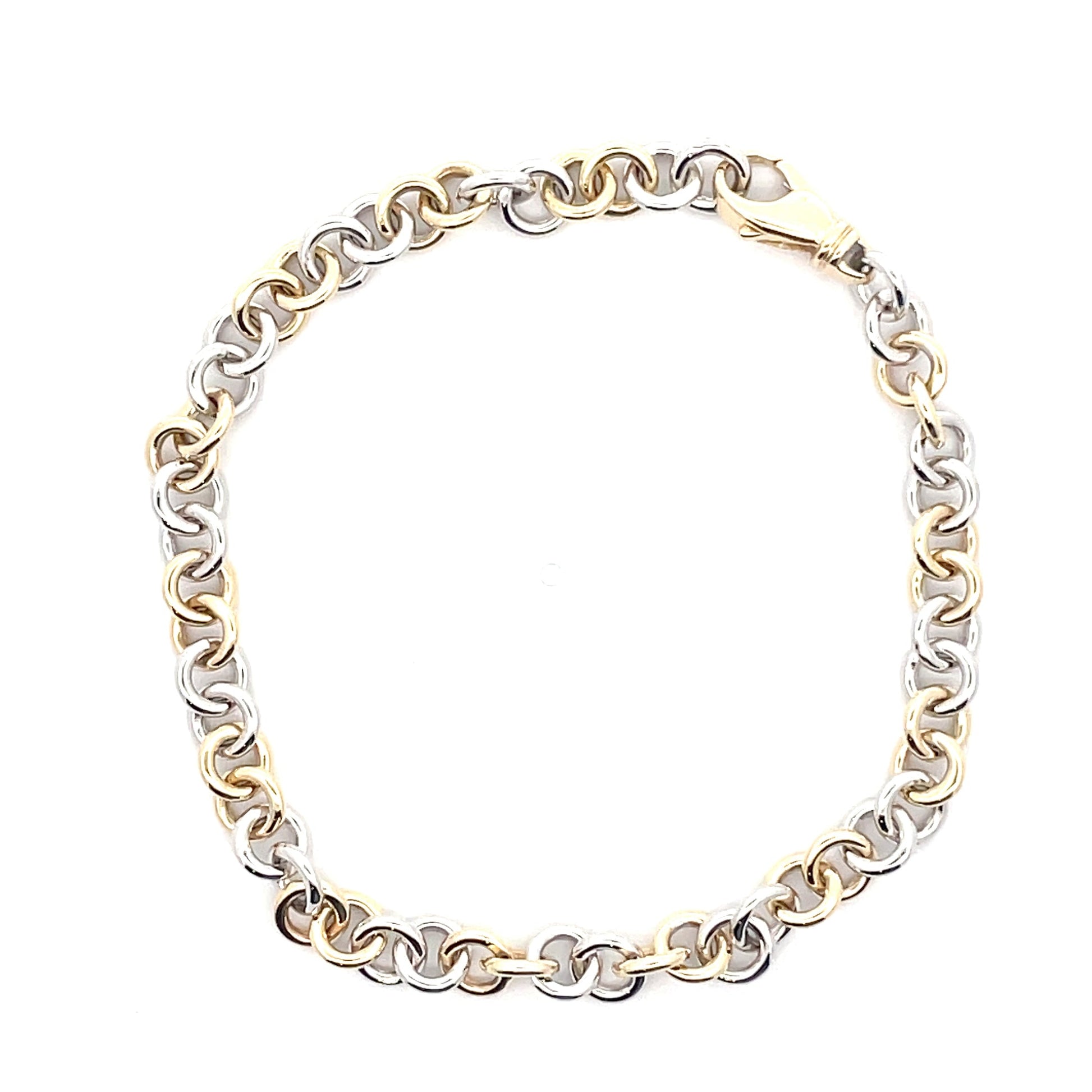 Yellow and White Gold Circular Link Bracelet  Gardiner Brothers