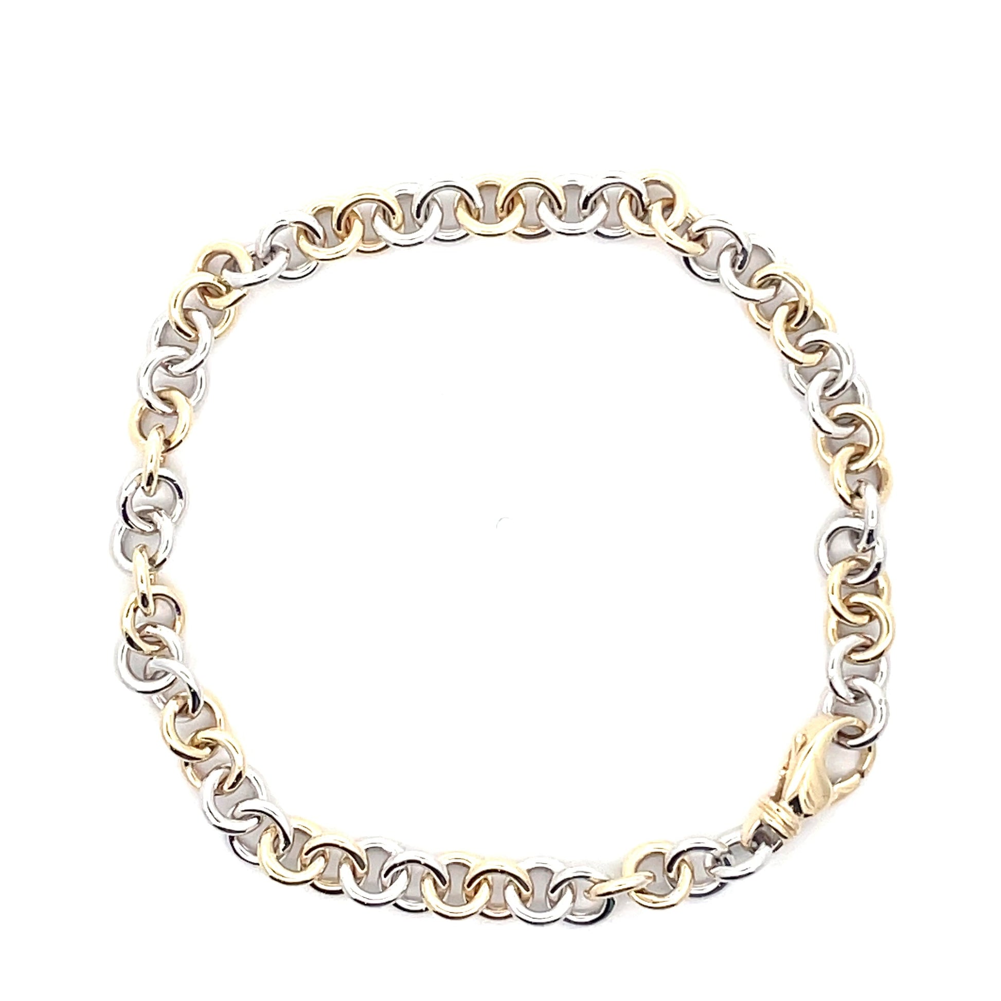 Yellow and White Gold Circular Link Bracelet  Gardiner Brothers