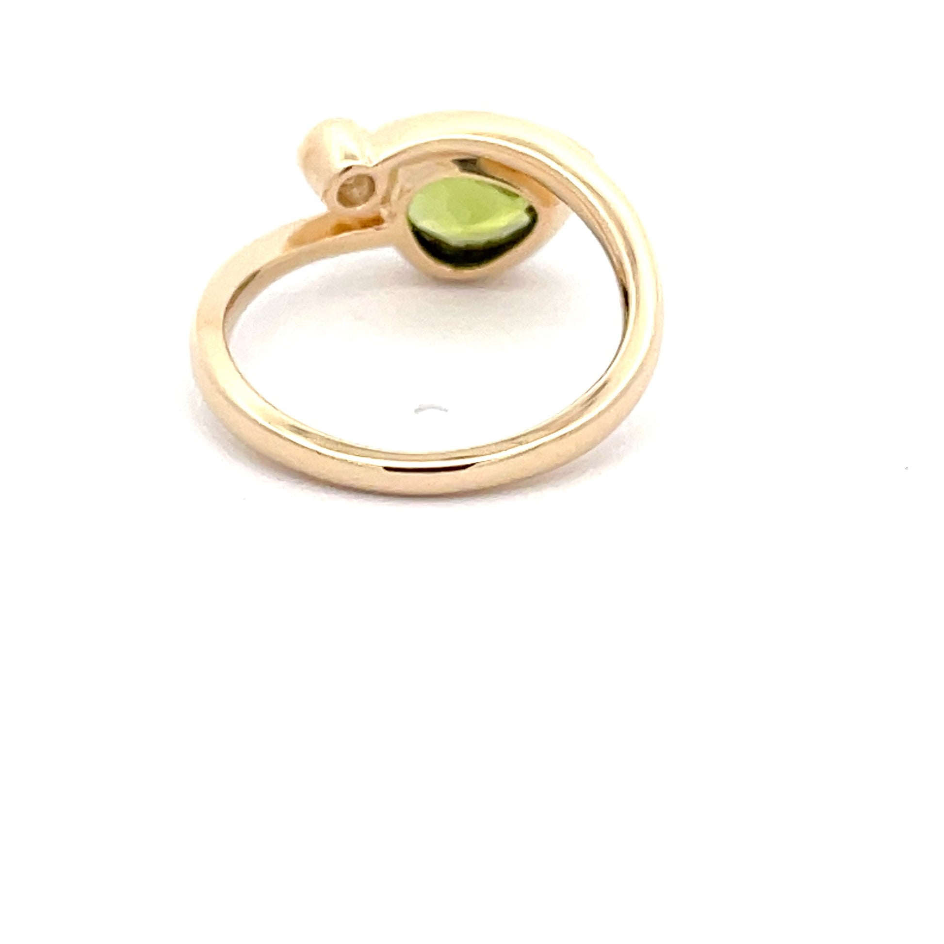 Yellow Gold Diamond & Peridot Cross Over Ring  Gardiner Brothers