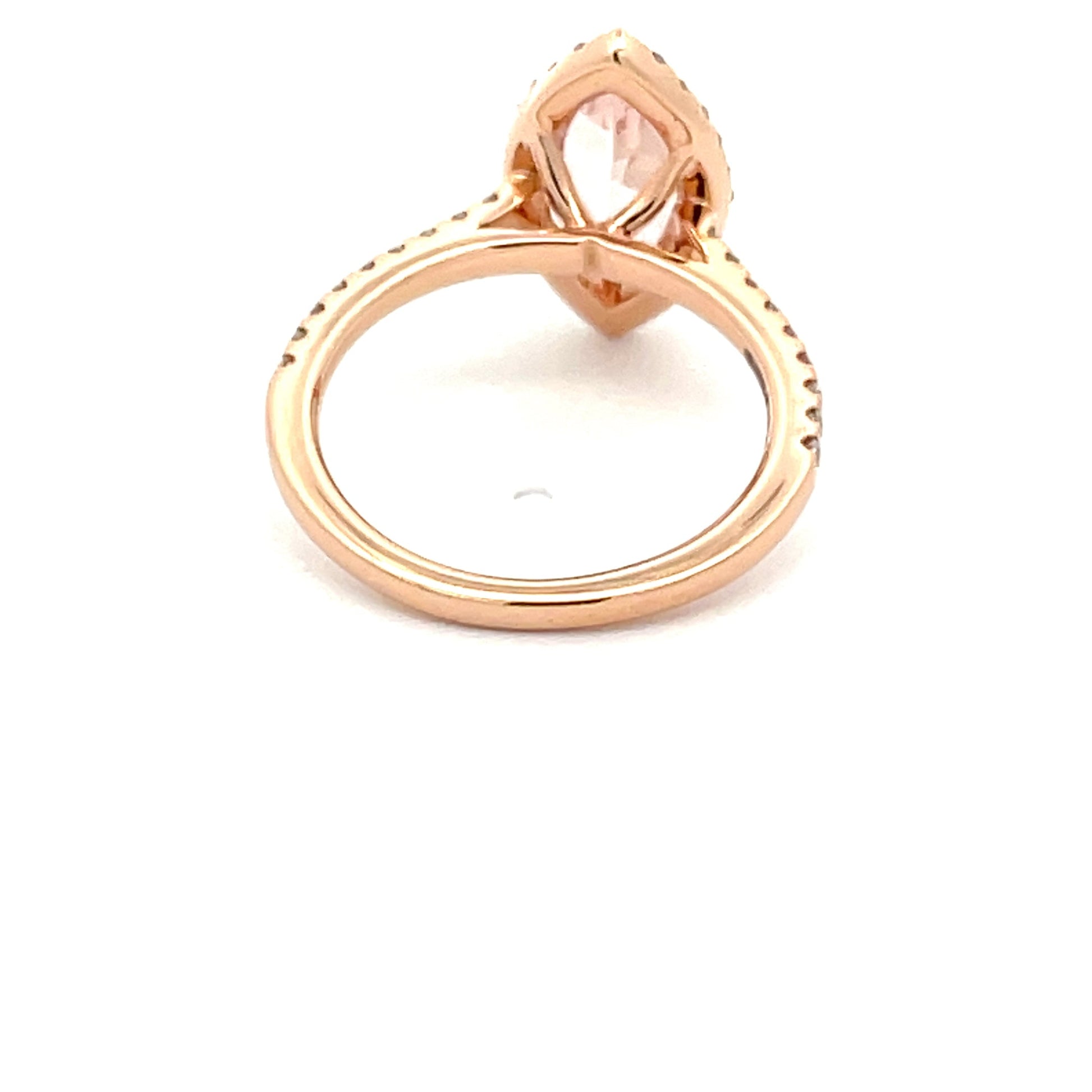 Rose Gold, Morganite and Diamond Halo Style Ring  Gardiner Brothers   