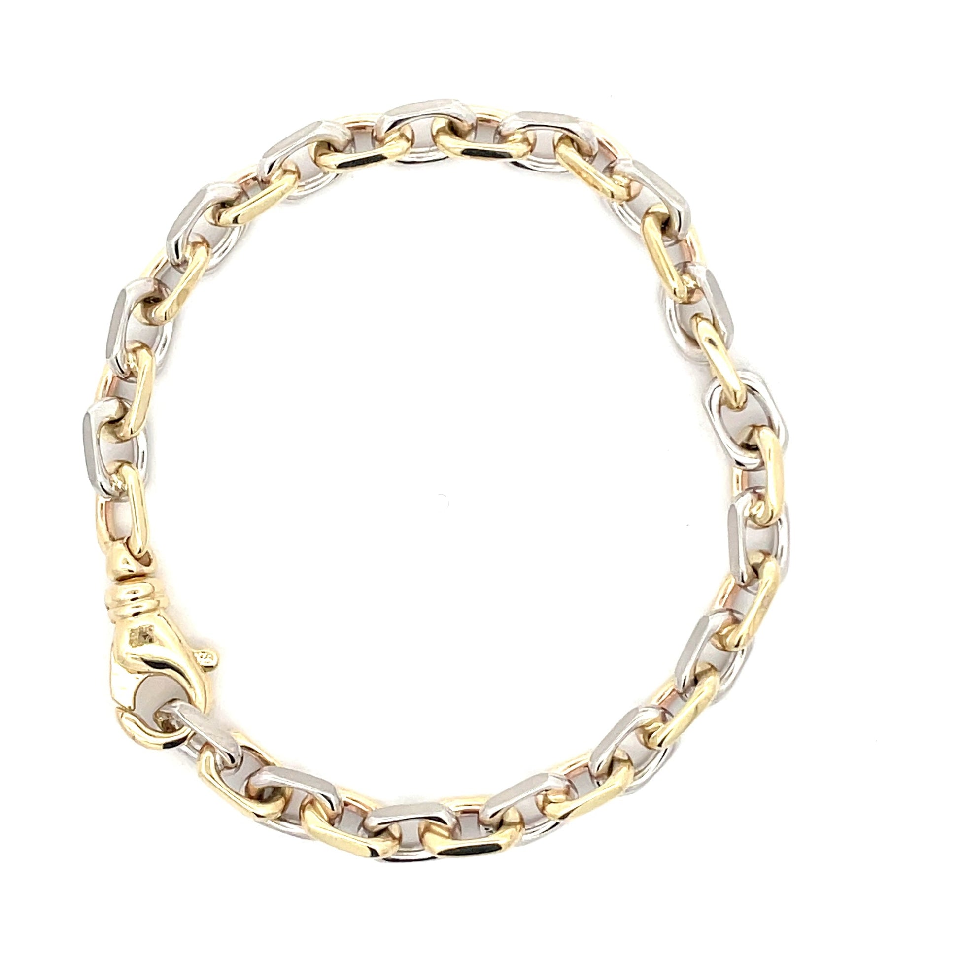 Yellow and White Gold Octagonal Shaped Link Bracelet  Gardiner Brothers