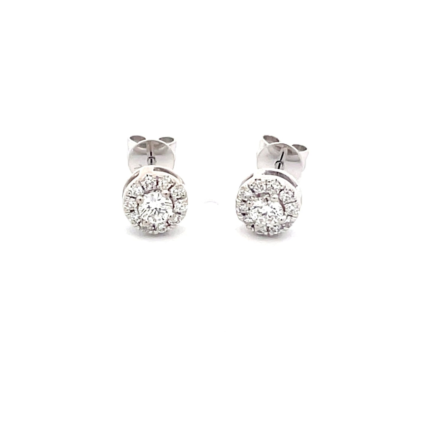 Round Brilliant Cut Diamond Halo Style Earrings  Gardiner Brothers