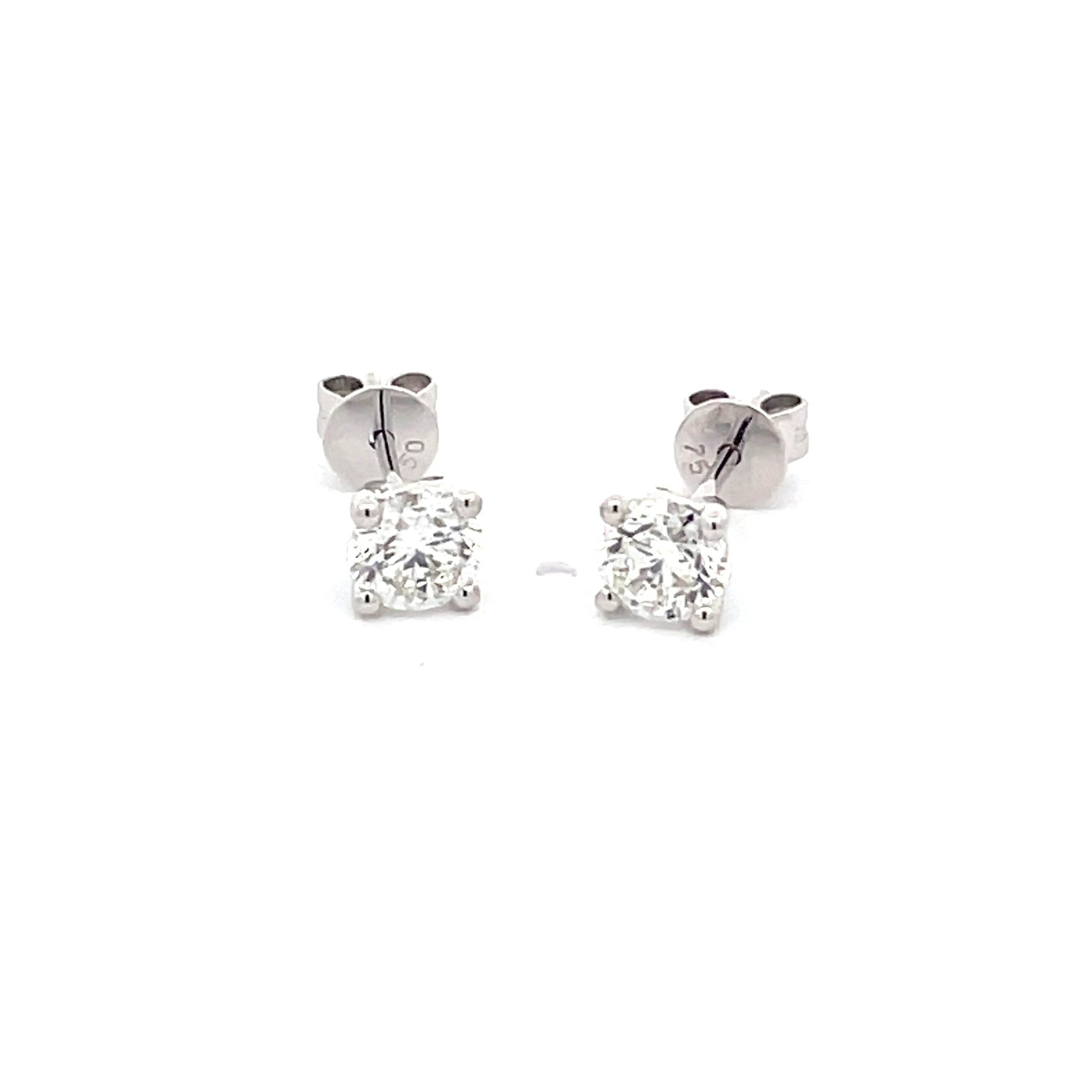 ROUND BRILLIANT CUT DIAMOND SOLITAIRE EARRINGS - 1.00CTS  Gardiner Brothers