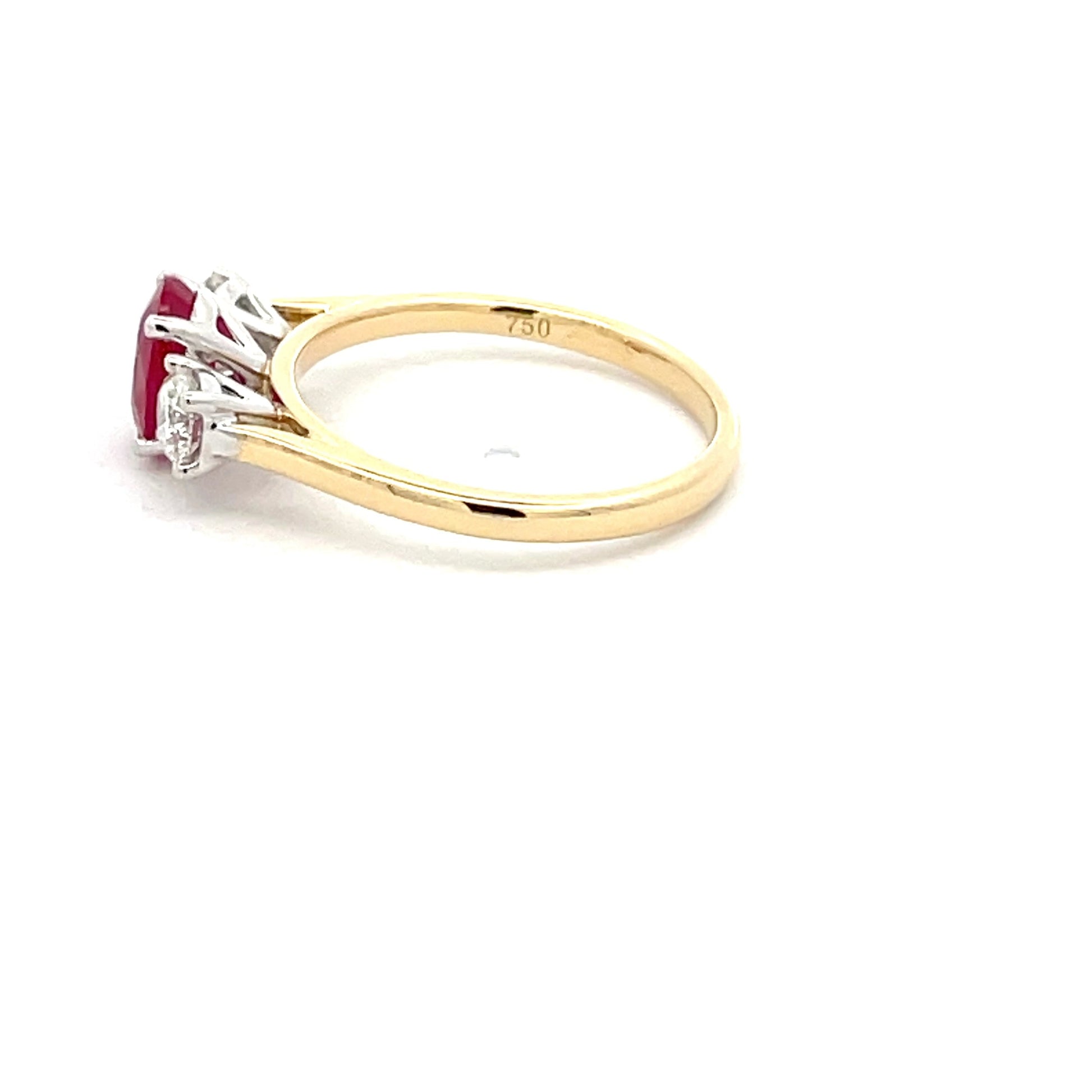 Ruby and Round Brilliant Cut Diamond 3 Stone Ring  Gardiner Brothers